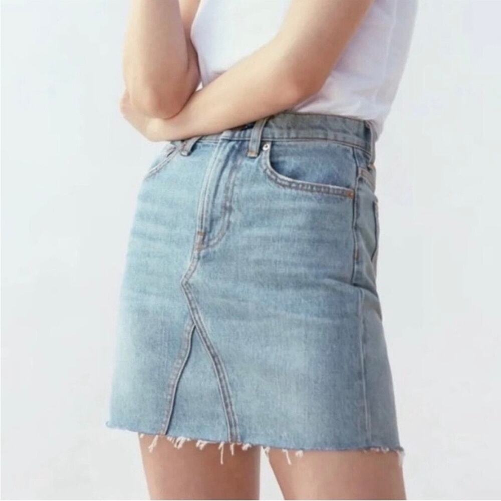 Everlane The Denim Reconstructed Skirt Blue 25